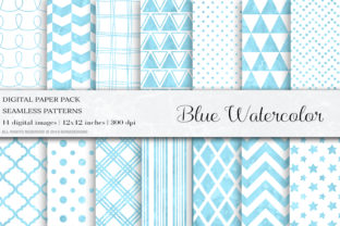 Blue Watercolor Digital Papers, Patterns Review
