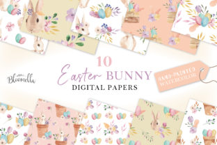 Easter Bunny Egg Floral Digital Papers & Patterns