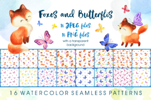 Foxes and Butterflies Watercolor Patterns