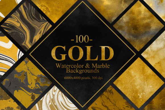 Gold Watercolor Marble Textures for Branding