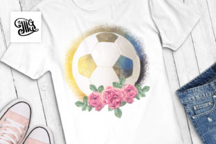 Soccer Ball with Roses Watercolor Sublimation for Crafts
