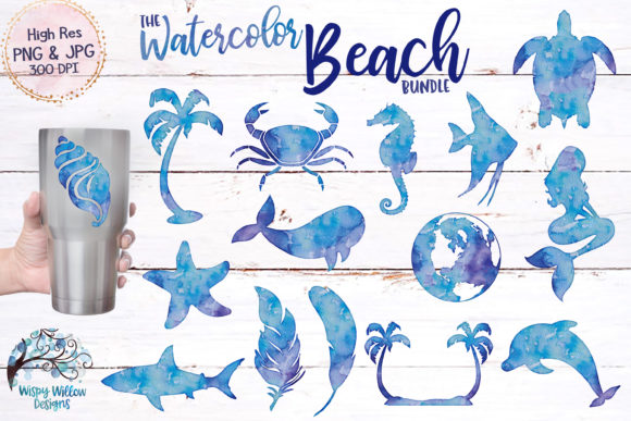 Watercolor Beach Clipart for Crafts