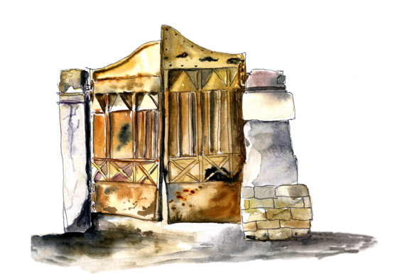 Watercolor Sketch of the Old, Metal Door Review