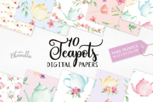Watercolor Teapot Patterns for Tea Branding