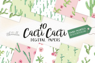 Watercolour Cactus Patterns Digital Papers